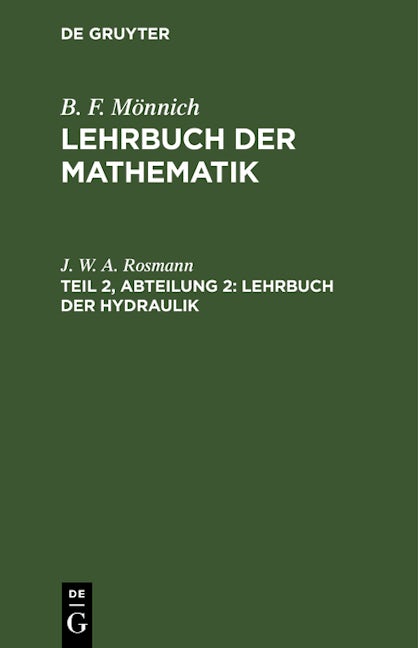 Book cover image for Lehrbuch der Hydraulik ISBN: 9783112629574